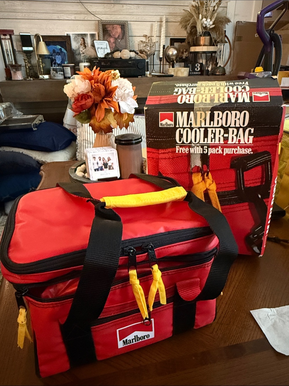 Vintage 90’s Marlboro Red Cooler Bag with Yellow Accents